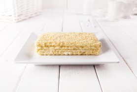 Classic light puff-pastry cake with mild cream layers
